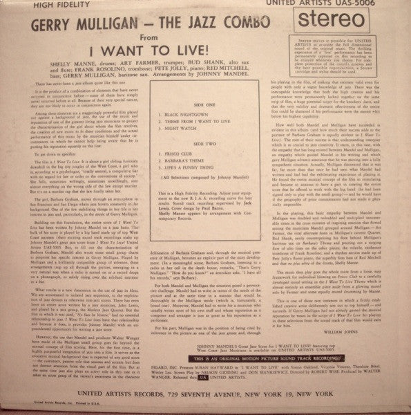 The Jazz Combo From "I Want To Live!"