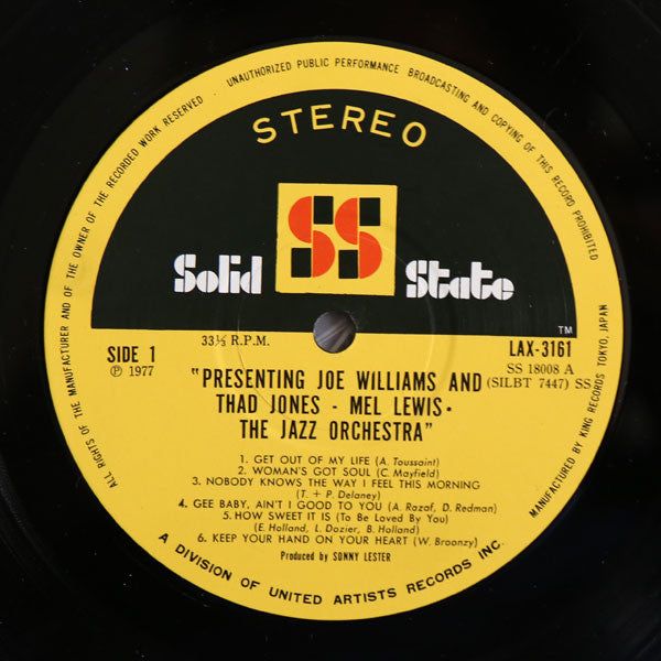 Presenting Joe Williams And Thad Jones • Mel Lewis, The Jazz Orchestra