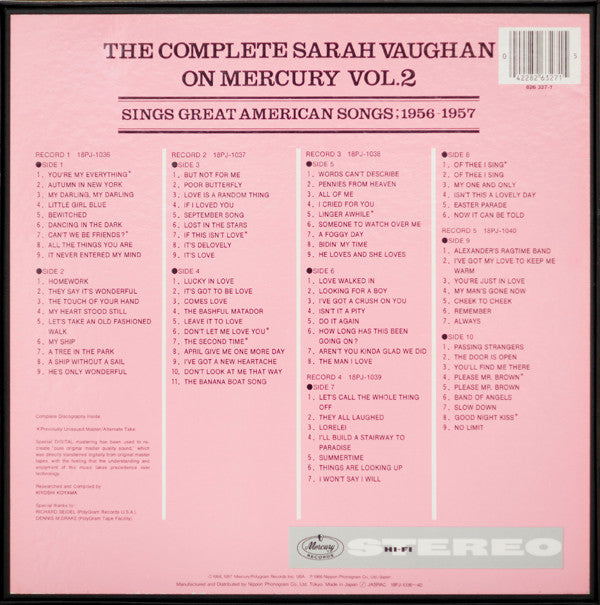 The Complete Sarah Vaughan On Mercury Vol. 2 - Sings Great American Songs; 1956-1957