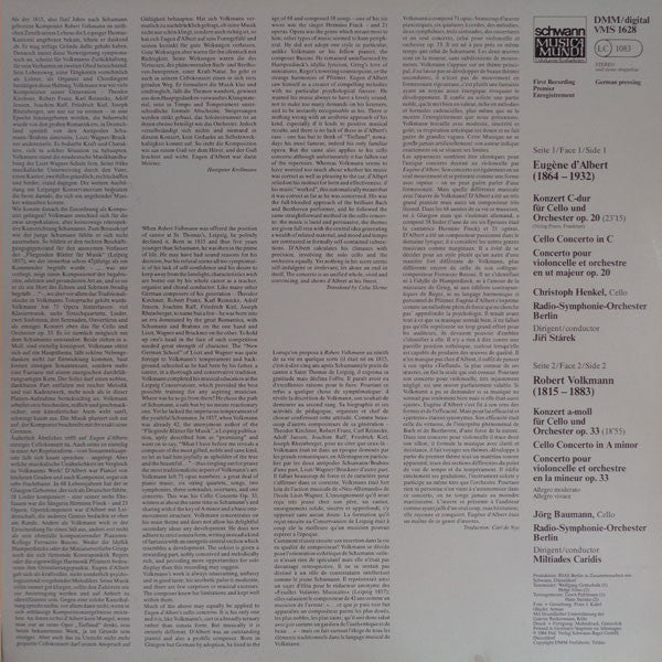 Konzert C-Dur Für Cello Und Orchester Op. 20 / Konzert A-Moll Für Cello Und Orchester Op. 33