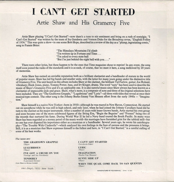 I Can't Get Started...