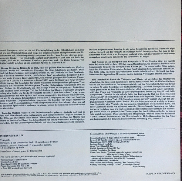 Rhapsody In Blue / Sonatina / Sonatina / Sonata (For Trumpet And Piano)