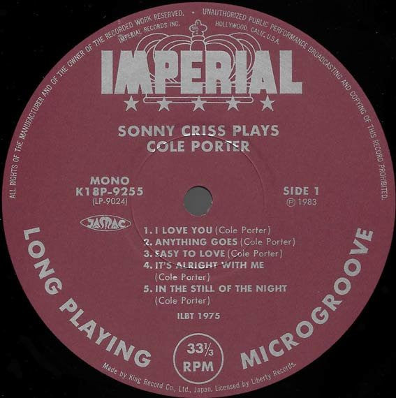 Sonny Criss Plays Cole Porter