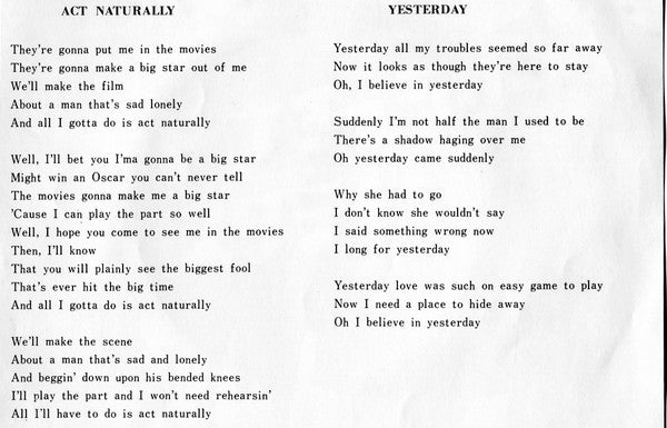 アクト・ナチュラリー = Act Naturally / イエスタデイ = Yesterday