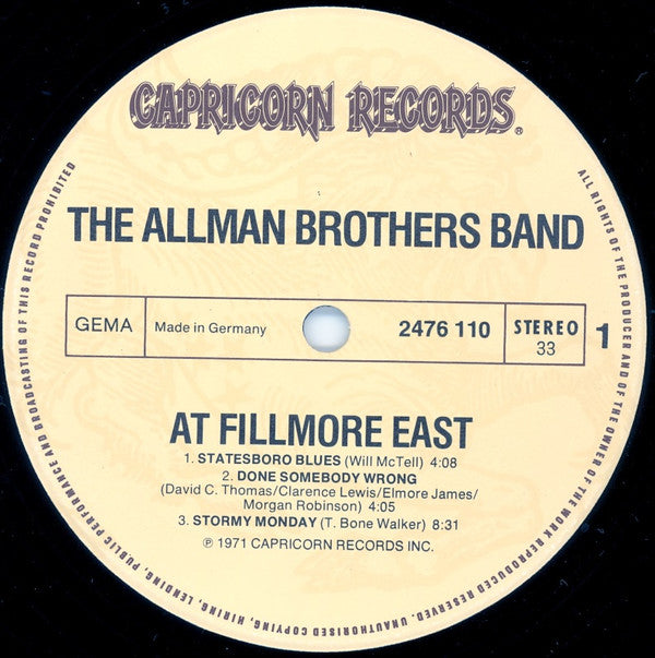 The Allman Brothers Band At Fillmore East