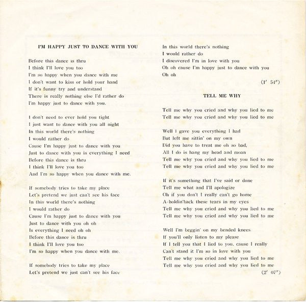 I'm Happy Just To Dance With You / Tell Me Why