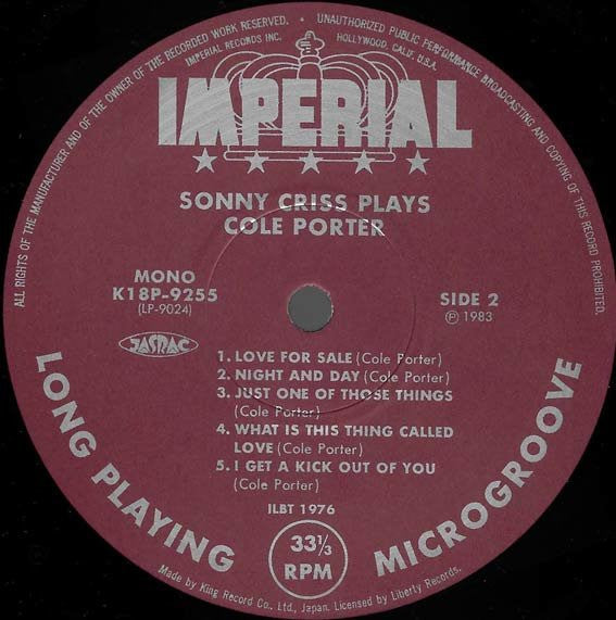 Sonny Criss Plays Cole Porter