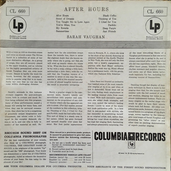 After Hours With Sarah Vaughan