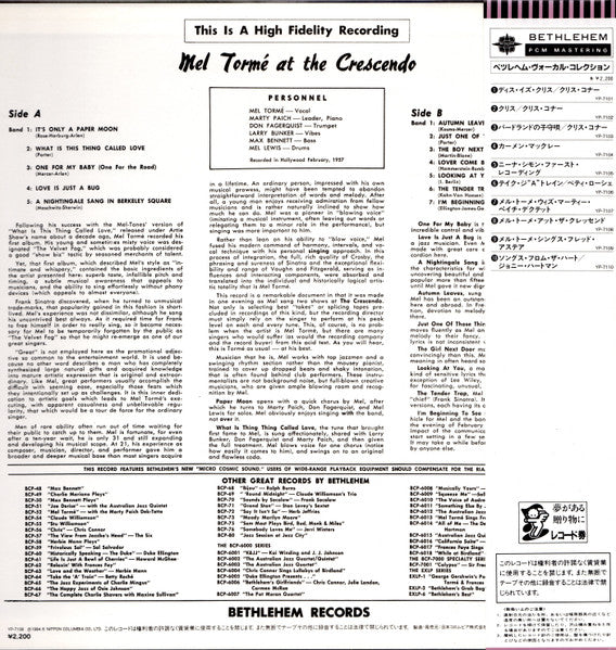 Gene Norman Presents Mel Tormé At The Crescendo