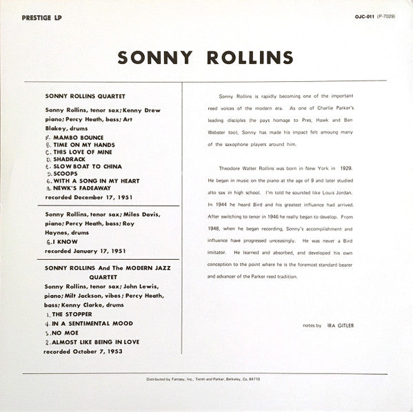Sonny Rollins With The Modern Jazz Quartet