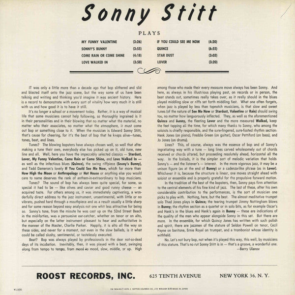 Sonny Stitt Plays Arrangements From The Pen Of Quincy Jones