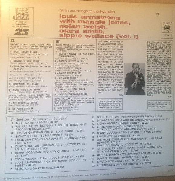 Louis Armstrong With Maggie Jones, Nolan Welsh, Clara Smith, Sippie Wallace (Vol. 1)