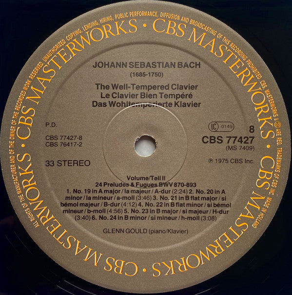 Das Wohltemperierte Klavier BWV 846-893 = The Well-Tempered Clavier = Le Clavier Bien Tempéré
