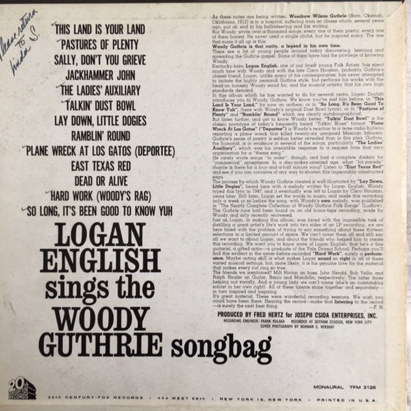 Sings The Woody Guthrie Songbag