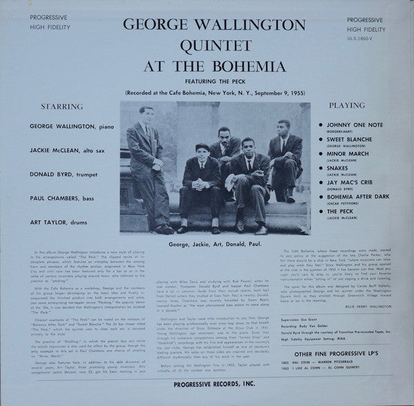 George Wallington Quintet At The Bohemia (Featuring The Peck)