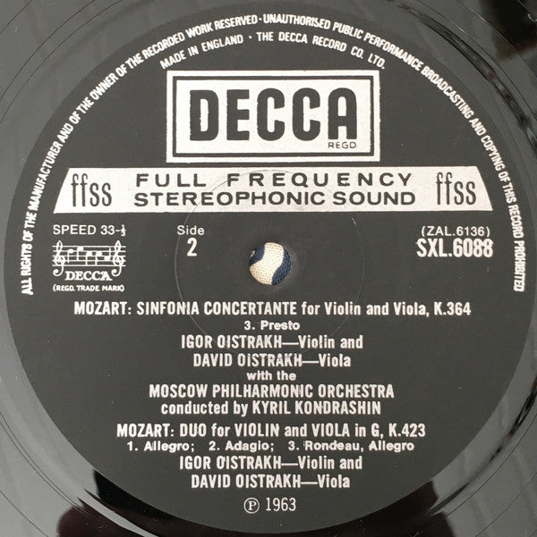 Sinfonia Concertante K.364, Duo In G K.423