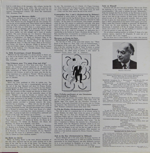 Homage To Erik Satie Original Works For Orchestra And Orchestrations By Friends