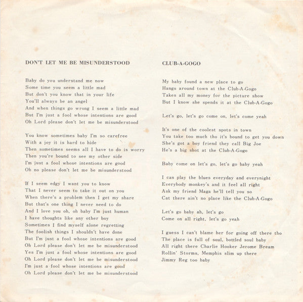 悲しき願い = Don't Let Me Be Misunderstood