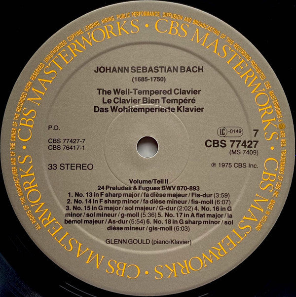 Das Wohltemperierte Klavier BWV 846-893 = The Well-Tempered Clavier = Le Clavier Bien Tempéré