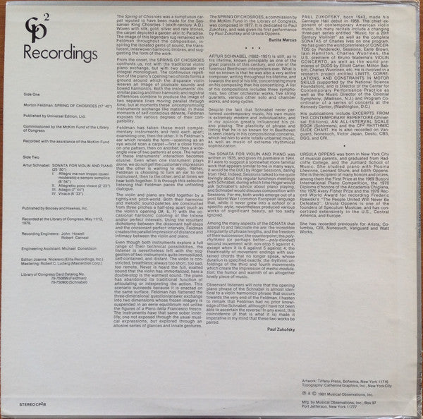 Spring Of Chosroes / Sonata For Violin And Piano