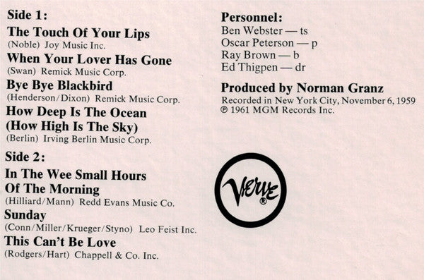 Ben Webster Meets Oscar Peterson