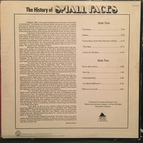 The History Of Small Faces