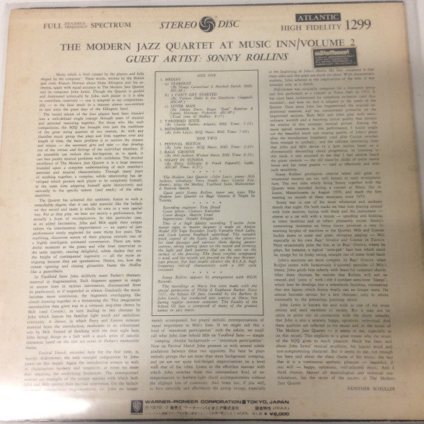 The Modern Jazz Quartet At Music Inn — Volume 2