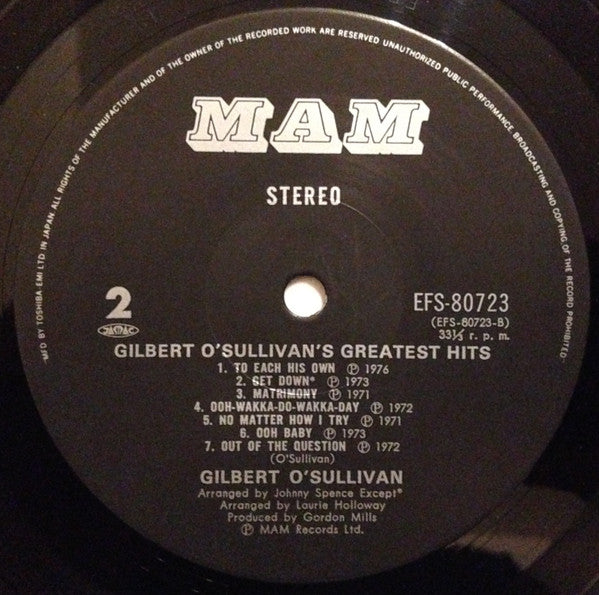 Gilbert O'Sullivan Greatest Hits