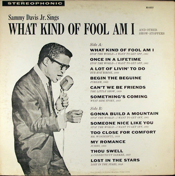 Sammy Davis Jr. Sings What Kind Of Fool Am I And Other Show-Stoppers