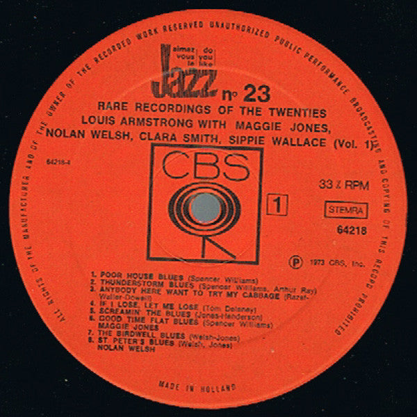 Louis Armstrong With Maggie Jones, Nolan Welsh, Clara Smith, Sippie Wallace (Vol. 1)