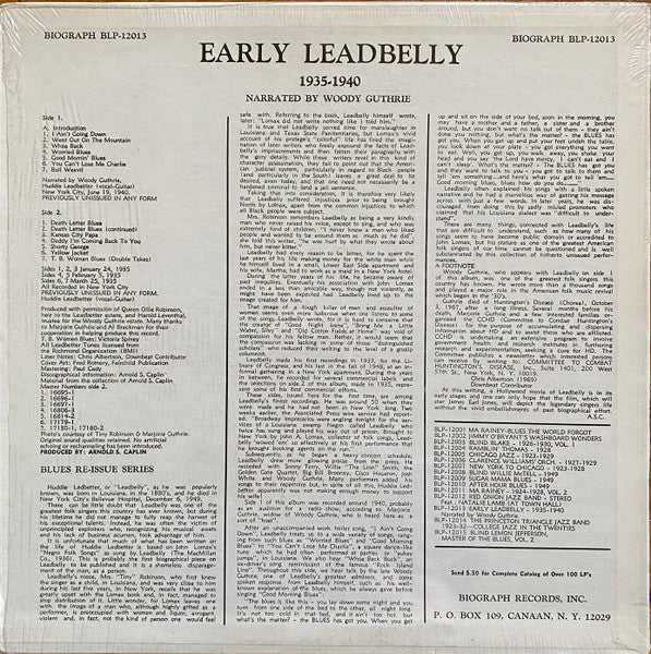 Early Leadbelly 1935 - 1940
