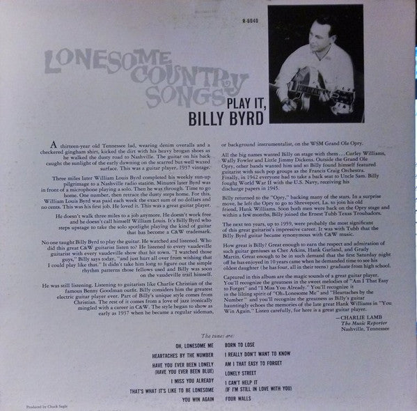 Lonesome Country Songs - Play It, Billy Byrd