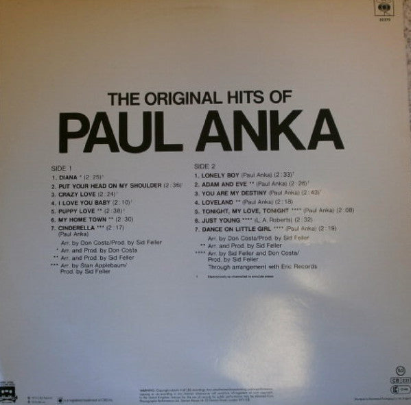 The Original Hits Of Paul Anka