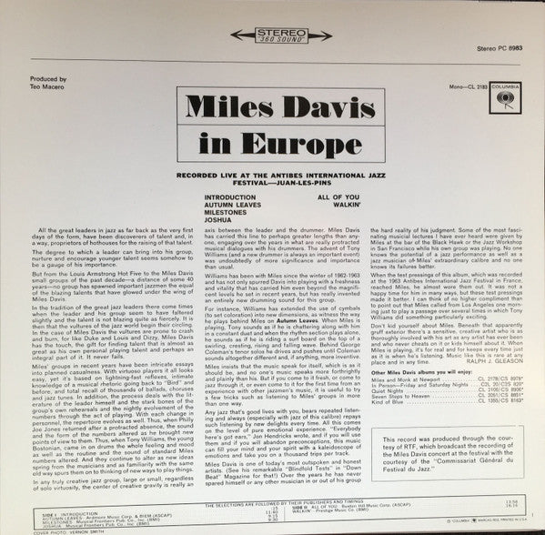 Miles Davis In Europe