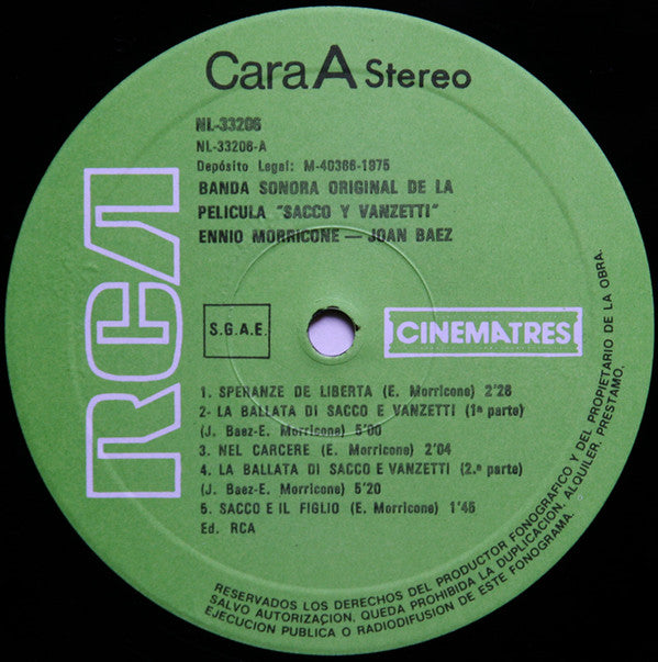 Banda Sonora Original De La Pelicula "Sacco Y Vanzetti"