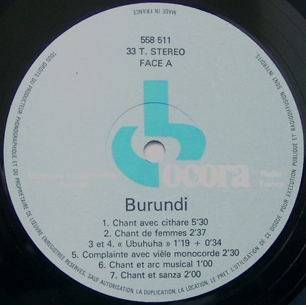 Burundi - Musiques Traditionnelles