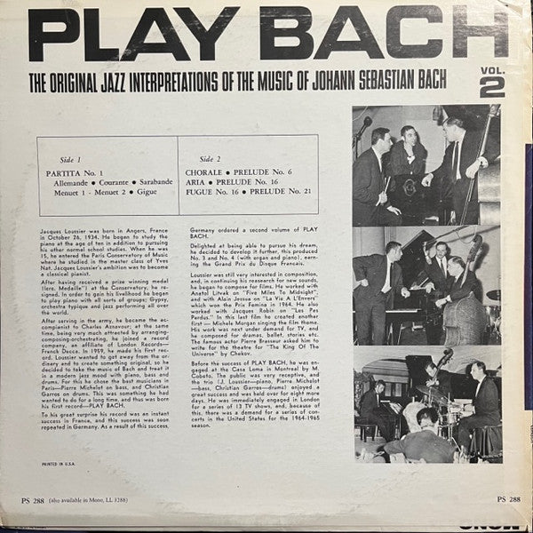 Play Bach Vol. 2 (The Original Jazz Interpretations Of The Music Of Johann Sebastian Bach)