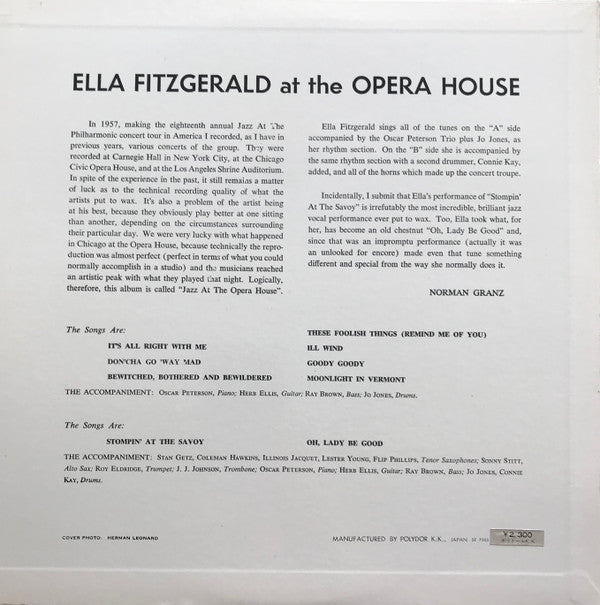 Ella Fitzgerald At The Opera House