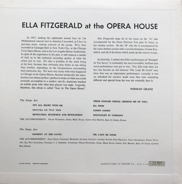 Ella Fitzgerald At The Opera House