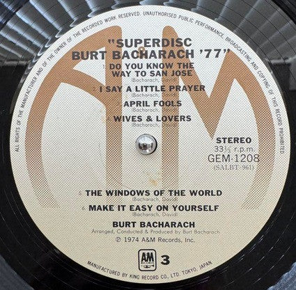 Superdisc Burt Bacharach '77