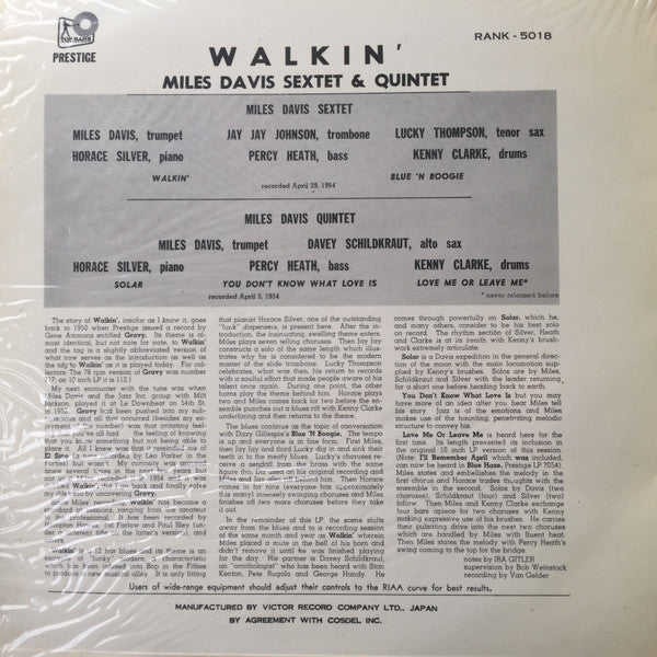 Release: Walkin'-Vinyl-Japan-1960-RANK-5018, RANK-5018-8535794