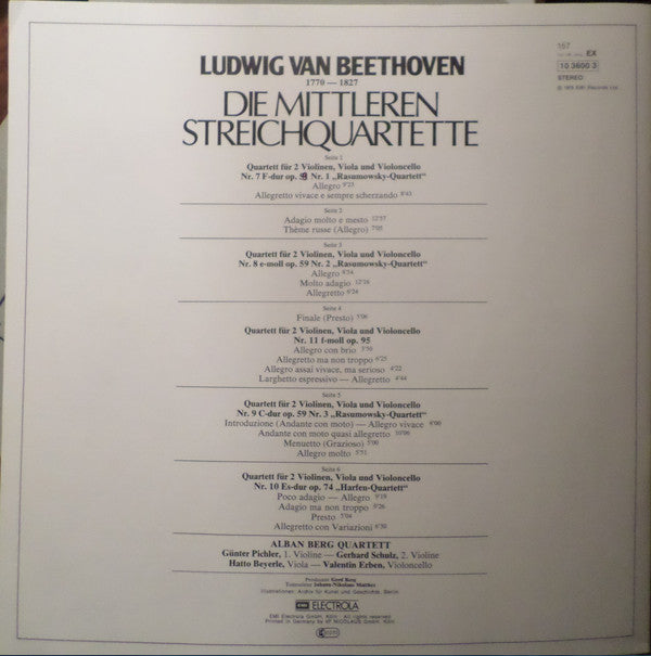 Die Mittleren Streichquartette Nr. 7 - 9 Op. 59 "Rasumovsky" • Nr. 10 Op. 74 "Harfe" • Nr. 11 Op. 95
