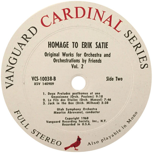 Homage To Erik Satie Original Works For Orchestra And Orchestrations By Friends