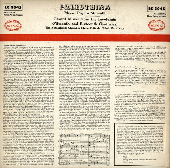 Missa Papae Marcelli / Choral Music From The Lowlands: 15th And 16th Centuries