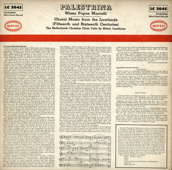 Missa Papae Marcelli / Choral Music From The Lowlands: 15th And 16th Centuries