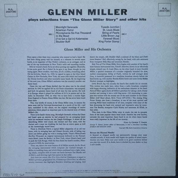 Glenn Miller Plays Selections From "The Glenn Miller Story" And Other Hits