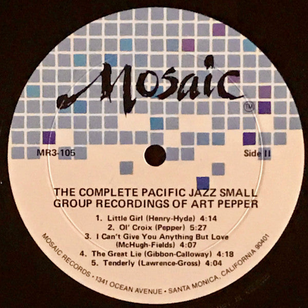 The Complete Pacific Jazz Small Group Recordings Of Art Pepper