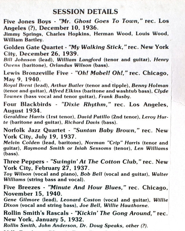 The Human Orchestra (Rhythm Quartets In The Thirties)