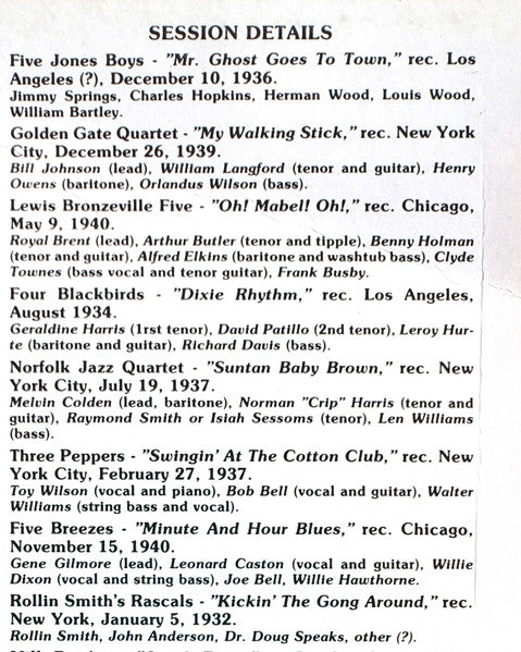 The Human Orchestra (Rhythm Quartets In The Thirties)