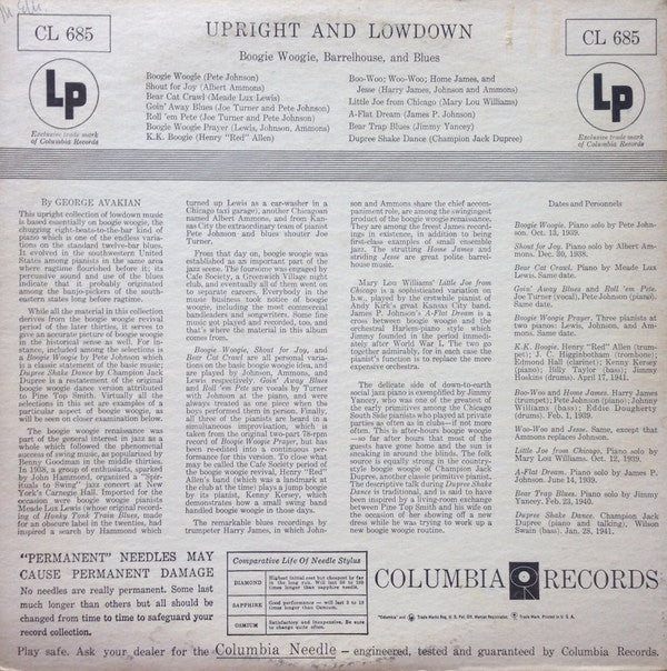 Upright And Lowdown "Boogie Woogie, Barrelhouse, And Blues"
